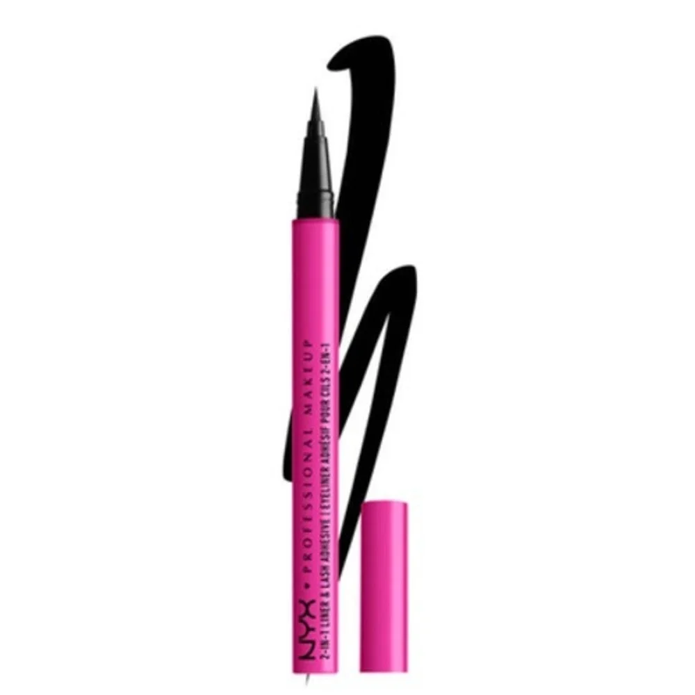 NYX‎ Jumbo Lash 2-In-1 Liner & Lash Adhesive Baddest Black Eyeliner Pen NEW